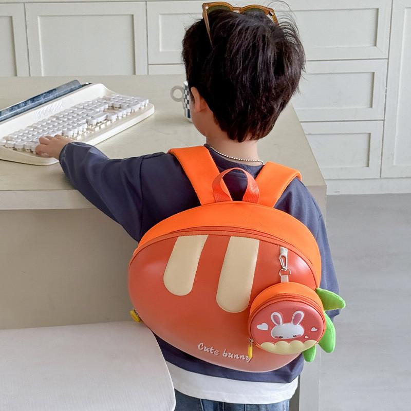 Orange Pink Trendy Blue Purple Kids Backpack With Fun Carrot Print Lightweight Eva Material