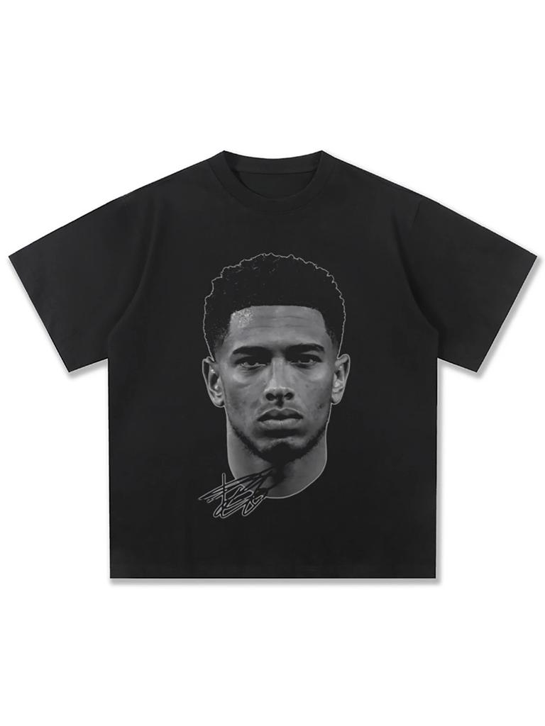 Футболка с автографом-портретом Джуда Беллингема, Унисекс, Уличная футболка со звездой футбола Реал Мадрид, 100% хлопок, Свободный повседневный топ