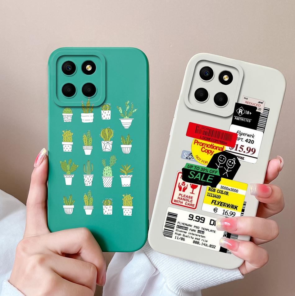 For Huawei Honor X6 X6S X6A Case Cartoon Liquid Silicone Full Coverage Anti Drop Phone Shell For HonorX6 X 6 X6 S A Bumper Funda