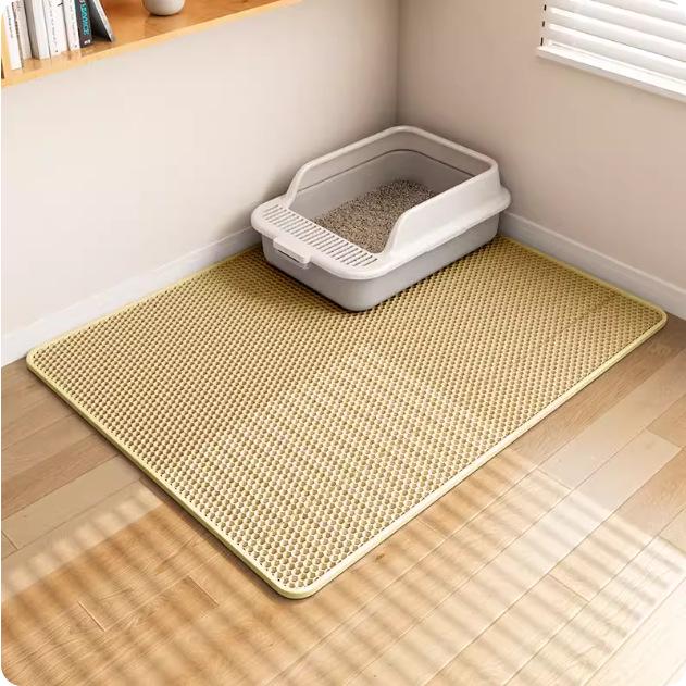 Двухслойный коврик для кошачьего туалета из ЭВА: Предотвращает отслеживание, Эффективный контроль песка, Водонепроницаемый, Нескользящий.