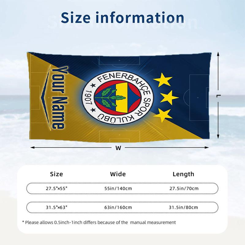Beach Towel Fenerbahçe FC Print Custom Name Text Soft Towel for Swimming Pool