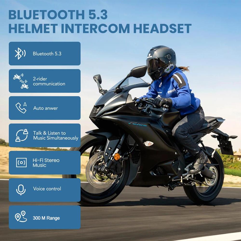 1/2Pcs Motorcycle Helmet Intercom Bluetooth Headset Wireless Interphone Intercomunicador Waterproof Handsfree Call Headphone