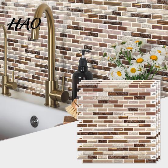 Wall Defect Covering Decals 3D Gel Faux Mosaic Stickers, Easy Peel & Stick Backsplash Tile Kitchen Bathroom Tiles Vintage Brick Wallpaper for Kitchen,