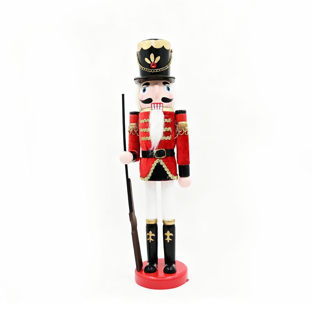 Cross-border Hot Sale 40CM Wooden Nutcracker Soldier Christmas King Puppet European Style Home & Office Use Decoration Ornaments