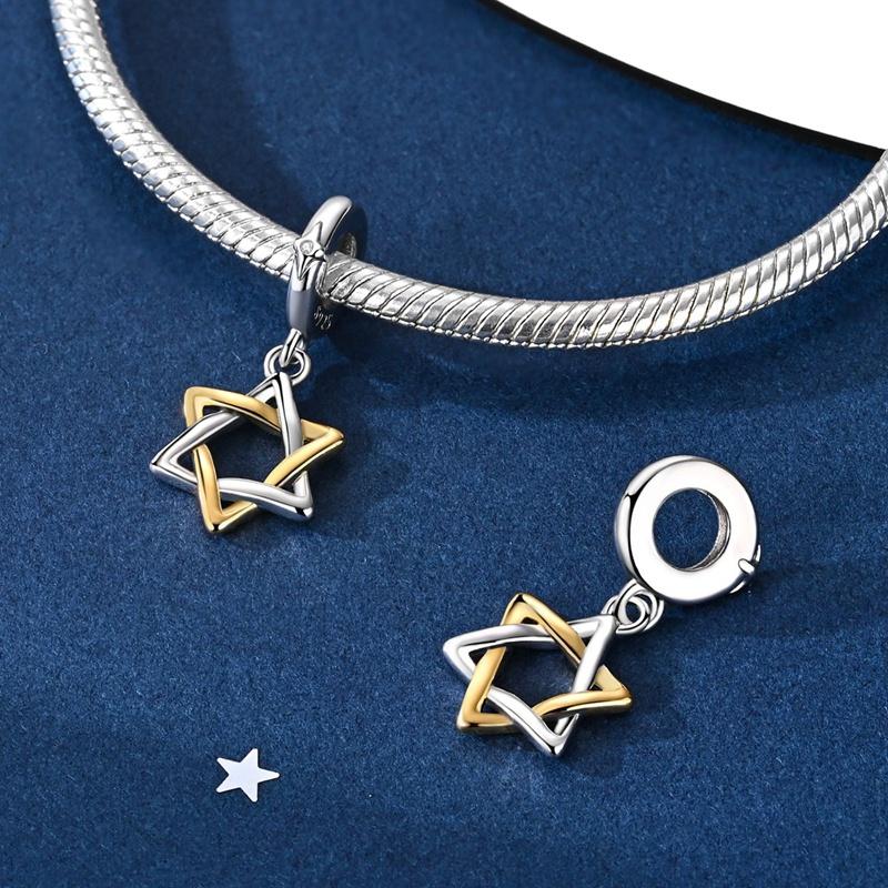 Новое в серии Hexagram Медное Сердце Любовь Подвески Шармы Украшения Подходят к Оригинальному Браслету Для Женщин Подарок Своими Руками