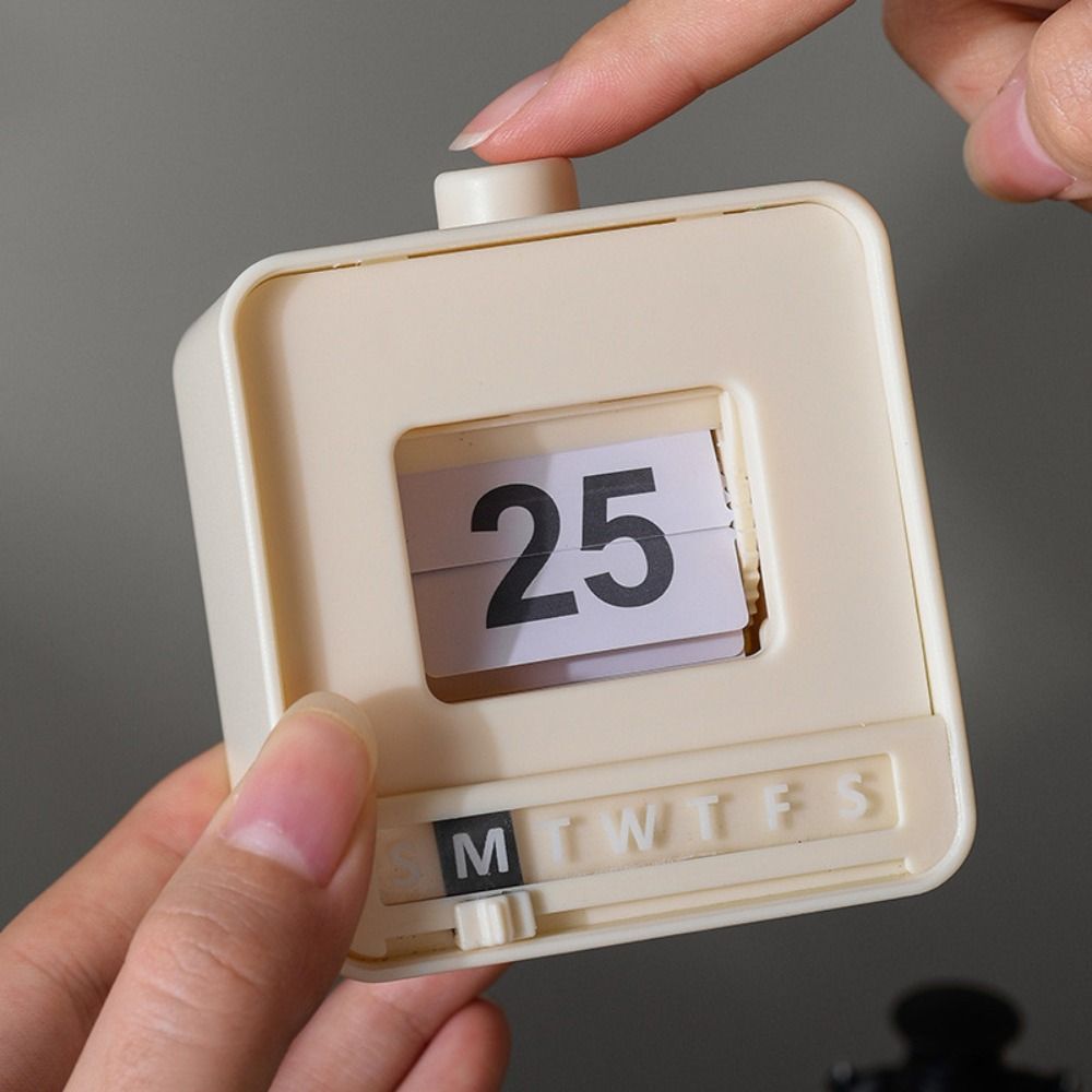 Mini Size Perpetual Calendar Push Flip Mechanism Page Turning Calendar Office Desk