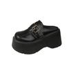 Fashion Fashion 8cm Winter Warm Women Zandalias De Mujer Females Buckle Platform Slippers Wedge Flat Sandals Slides Shoes Student-shoes