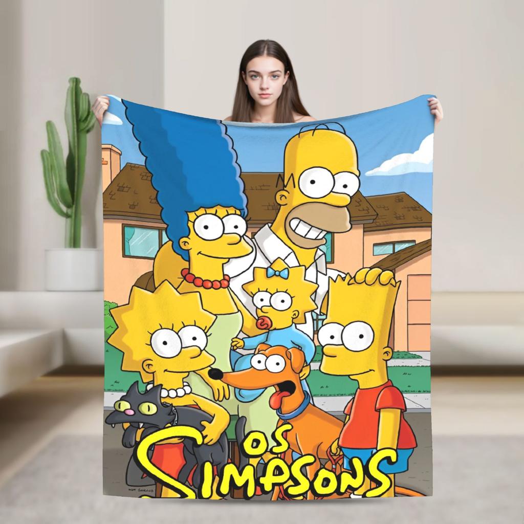 The Simpsons Cartoon Blanket Warm Novelty Plush Throw Blanket For Outdoor Decorative Flannel Bedspread Bed Cover