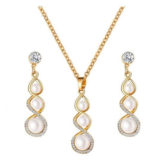 Роскошный комплект ювелирных изделий, романтические висячие серьги, ожерелье с искусственным жемчугом, модное очарование, свадебное украшение со стразами и подвеской для невесты