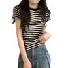 Женская футболка в полоску в стиле ретро 2025 года — летний дизайн с короткими рукавами