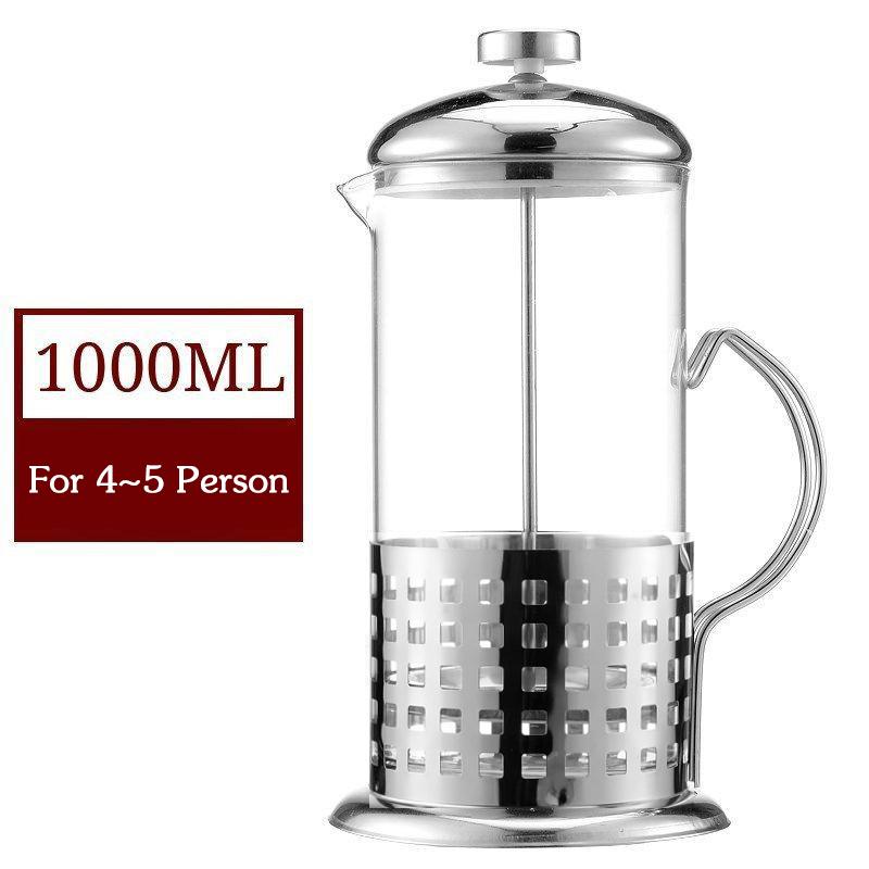 350/600/800/1000 мл Френч-пресс Кофе Чай Молоко Высокотемпературный фильтр из нержавеющей стали Кофемашина для эспрессо