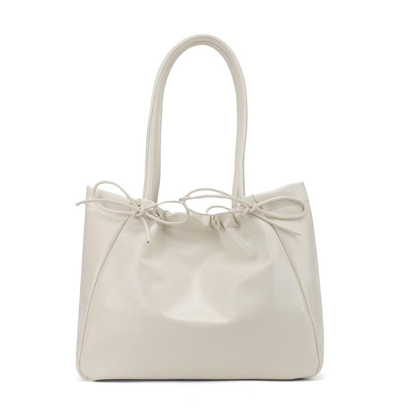 Simple Pu Bowknot Drawstring Bag For Daily Use