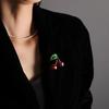 Fashion Crystal Dark Red Cherry Brooches For Women Clothing Cute Alloy Crystal Fruit Enamel Pins Party Jewelry Gifts