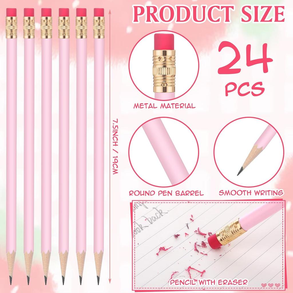 24 шт. Круглые карандаши с ластиком HB Милые карандаши Оптом для школы Графит Дерево Цвет Не заточенный карандаш для рисования Эскизы Свадьба Школа Учитель