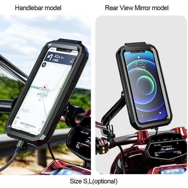 Waterproof Case Bike Motorcycle Phone Holder Handlebar Rear View 4.7 To 6.8" Cellphone Mount Bag Motorbike Scooter Phone Stand