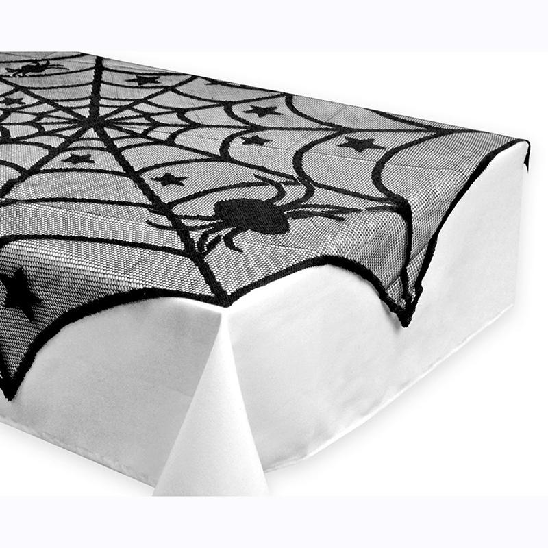 Halloween Decoration Lace Spider Web Skeleton Skull Tablecloth Black Fireplace Mantel Scarf Event Party Decoration Supplies