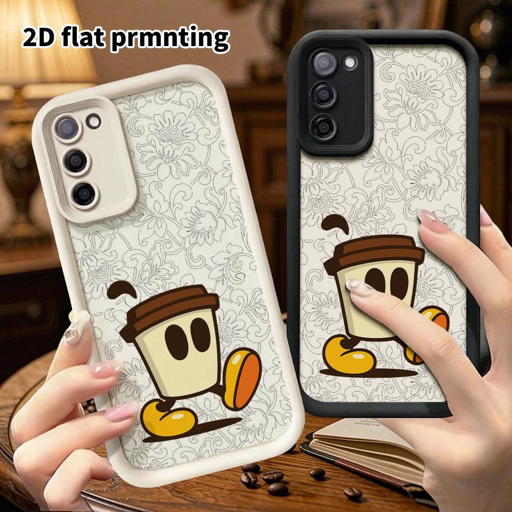 Phone Case: 2D Flat Samsung Galaxy A34 A35 M05 M06 S20 S22 S21 FE Plus 5G Protective Case, Little Coffee Cup Figures, Christmas and Halloween Gifts