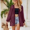 Fashion Thin Long Sleeve Plus Size Casual Blouse Women Summer Solid Elegant Loose Cardigan Shirts Women Tops See Through Sexy Ladies Blouses 25904