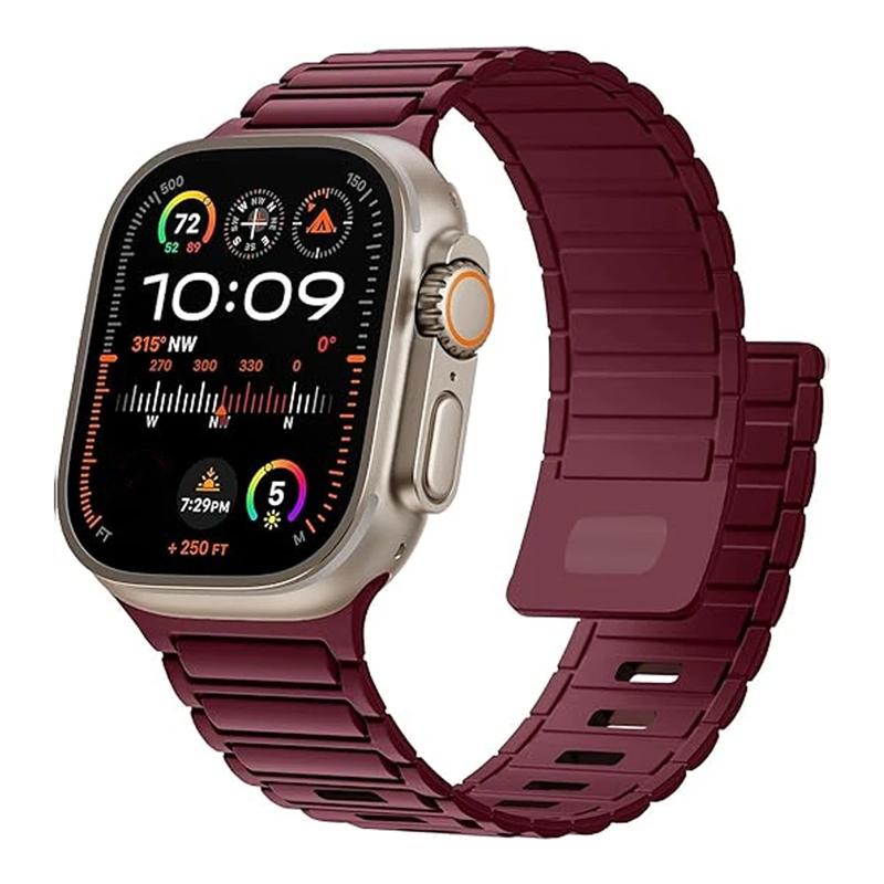 Роскошный ремешок для Apple Watch 49 мм 45 мм 46 мм 44 мм 40 мм 42 мм 41 мм 38 мм силиконовый магнитный браслет Correa iWatch Series 10 9 8 7 SE Ultra 2 3