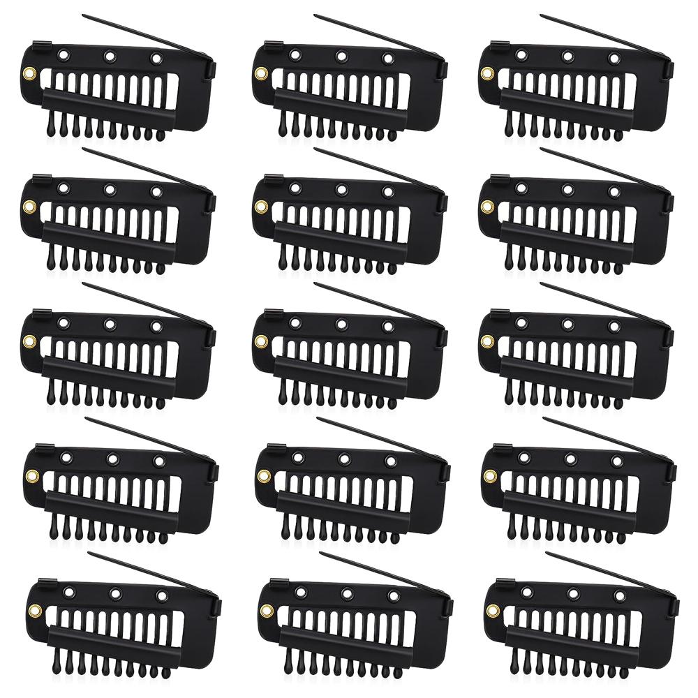 15Pcs Dupatta Clip With Safety Pins 10-Tooth Stainless Steel Hair Extension Clip