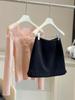 2025 Korean Style High-Waisted Woolen A-line Lace Skirt for Autumn/Winter
