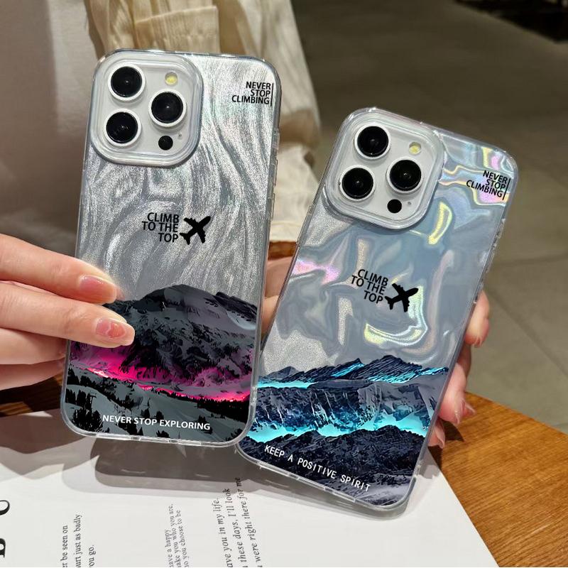 Airplane Pattern Sparking Glitter Phone Case For iPhone 16 Pro 15 Pro Max 14 13 12 11 TPU Clear Soft Edge Shockproof Hybrid Hard PC Bumper Cover
