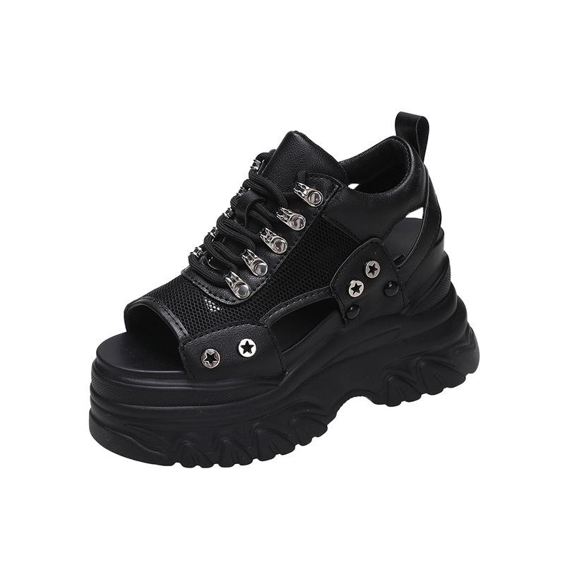 Классическая модная женская обувь, популярные летние новые корейские спортивные сандалии на толстой подошве, повседневные римские сандалии с круглым носком и покатым каблуком