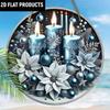 Wooden Charming Blue Candles & Flowers Ornament - for Door, Wall, Home, Room, Farmhouse, Street, Shop, Garage, Bar, Garden, and Coffee House Decor