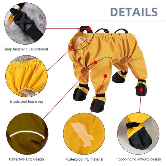 Waterproof Dog Boots with Suspender 4-Legged Dog Rain Shoes Anti-Slip Pet Paw Protector for Small