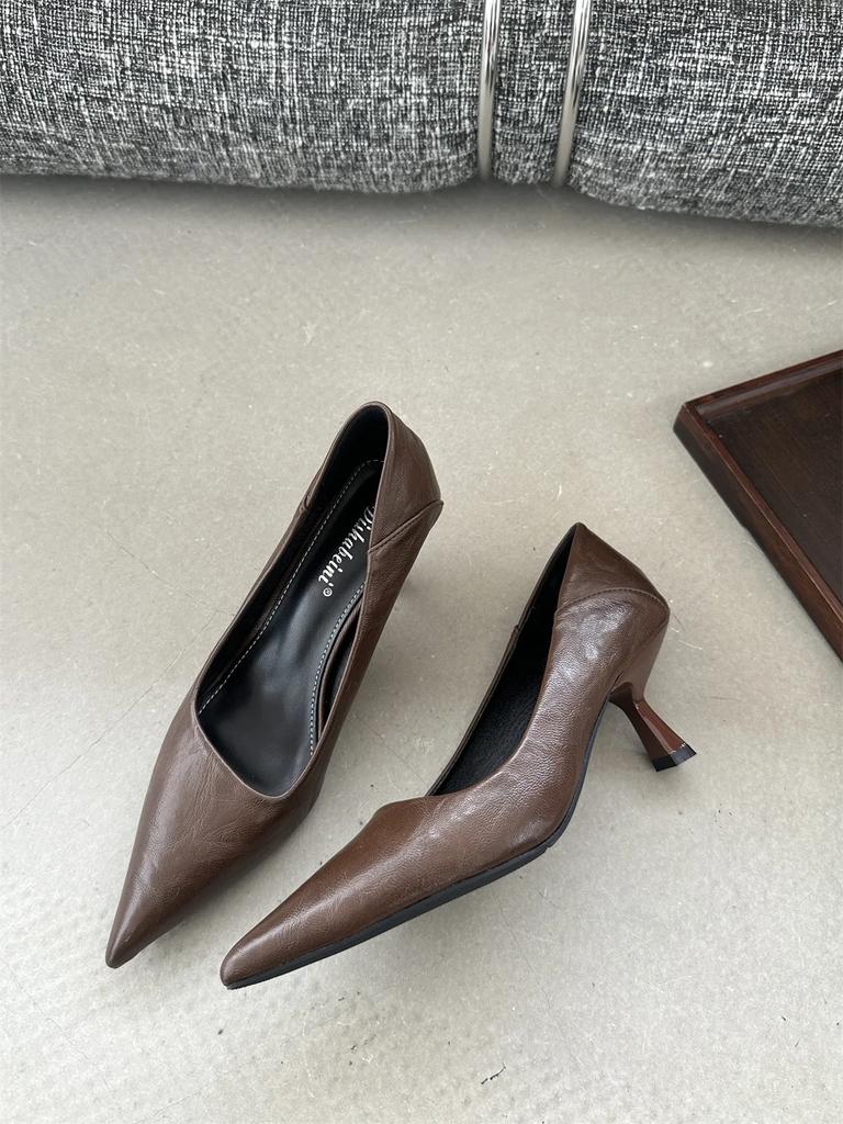 Office Footwear Leopard Print Women Pumps Heeled Shoes Fashion Pointed Toe Ladies Low Heel Shoes Career Female Slides Sandals