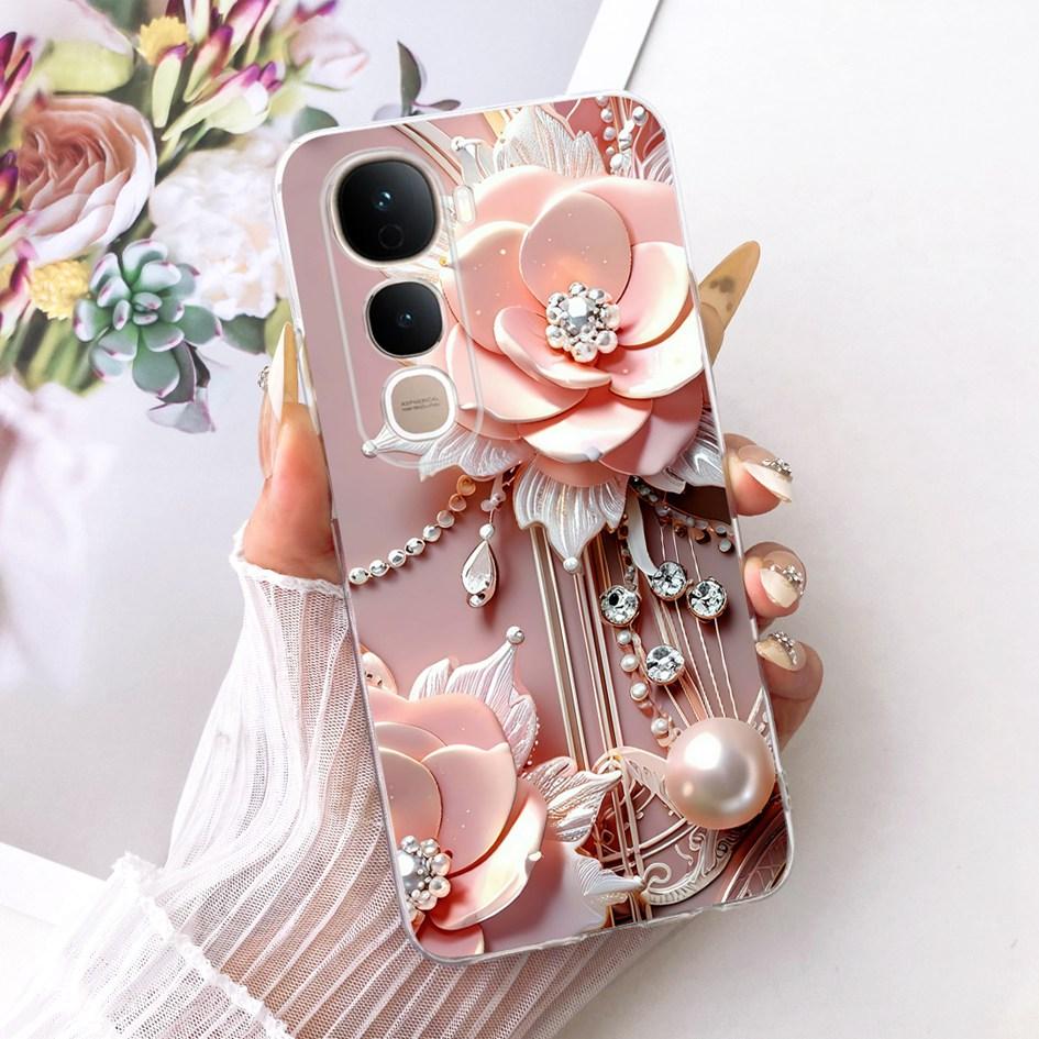For Vivo Y400 5G Case V2506 New Fashion Flower Cover Transparent Silicone Slim Soft Phone Cover For Vivo Y400 Pro Y400Pro Bumper