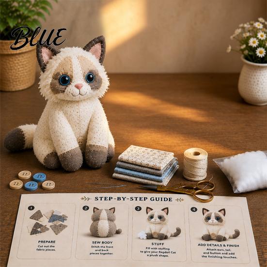 Швейный набор с украшением 3D DIY Набор Пэчворк Кот Наполнитель Хлопок Создать Очаровательное Животное Милый