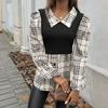 2024 Autumn/winter Women's Contrasting Color Temperament Pullover Long Sleeved Shirt