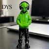 Стильные 3D-печатные фигурки, 3D-фигурка инопланетянина в толстовке и с наушниками, Модный настольный коллекционный арт-орнамент, Статуэтка в киберстиле для игровой комнаты