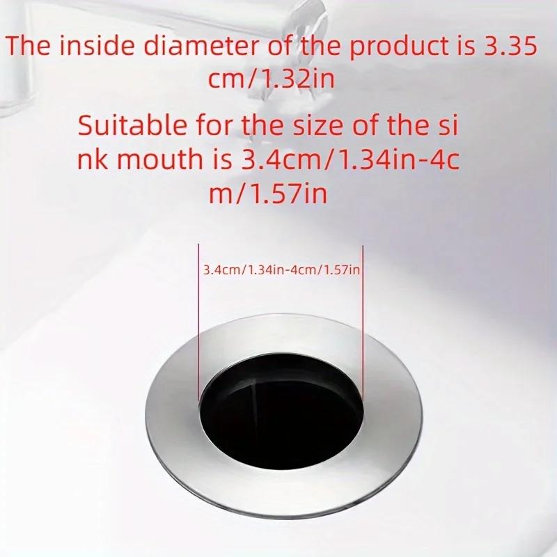 Rebound Drain Plug Filter Basin Pop-Up Chrome Sink Universal Filter With Hair Catcher Bathroom Sink Drain Plug Easy To Push