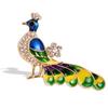 Versatile Delicate Oil Dripping Animal Brooch Colorful Peacock Rhinestone Fashionable Pearl Brooch