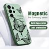 Магнитный Чехол Для Magsafe Для Samsung Galaxy S26 Ultra S25 Edge S24 Plus S23 FE S22 A54 A55 A56 5G Цвет Чернил Узор Бабочки Матовый Чехол
