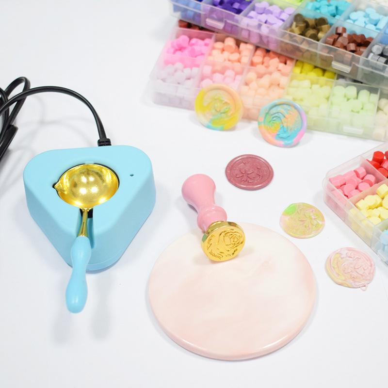 1 комплект, подогреватель для восковой печи, электрический нагреватель, плавильные шарики для восковой печати, набор ложек для восковой печати