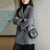 2025 Women's Petite Wool-Blend Herringbone Coat - Mid-Length, Loose, Slimming, Stylish for Spring & Autumn Fashion Trends