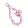 Розовый жемчуг, бант, брелок, цепочка для мобильного телефона, шнурок для защиты от потери для чехла для наушников, брелок для автомобиля, бисерная декорация, подвеска для рюкзака, аксессуар для сумки