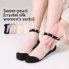 5 пар носков с жемчугом, женские носки, легкие кружевные летние тонкие сетчатые прозрачные стеклянные шелковые кристаллические носки
