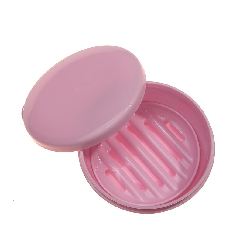 Portable Round Soap Dishes Plastic Soap Container With Lid Leak-Proof Drain Soap Box Holder For Home Traveling Outdoor Hiking Camping Gym