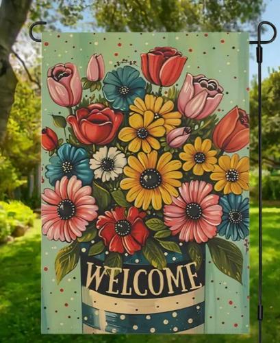 GARDEN AG-Welcome Garden ag, Vibrant oral Boquet, 12x18 Inch, Double-Sided VVL YYX