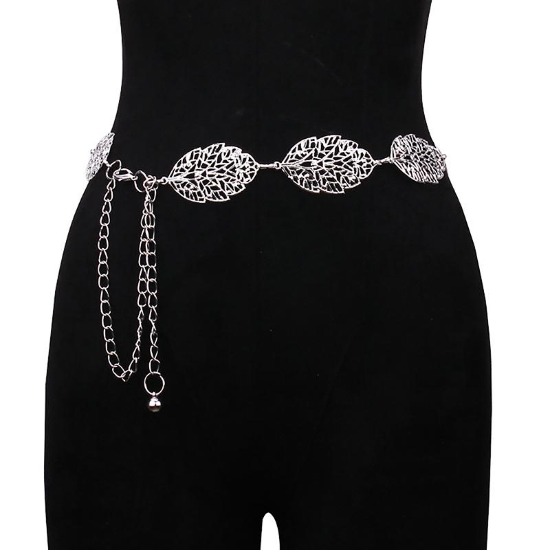 Модный простой полый лист украшенный цепочкой пояс тонкая талия цепочка платье ювелирные изделия