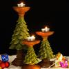 Christmas Tree Candle Holders Vintage Resin Christmas Tree Figurine Pillar Candle Stand for Home Mantel Fireplace Decor