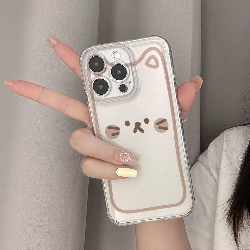 Прозрачный мягкий чехол с дизайном кошачьих линий для Apple 16 Pro Max - Совместим с моделями 12, 14, 15, 16