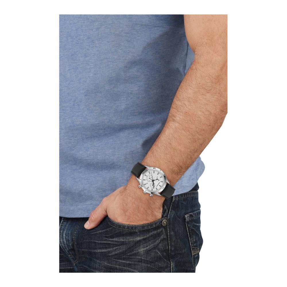 Salvatore Ferragamo Ferragamo Master Chrono Leather Watch Black Stainless Steel Silver