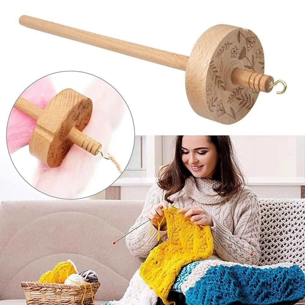 Wooden Drop Spindle Hand Carved Whorl Yarn Spin Sewing Accessories Spindle Top Home
