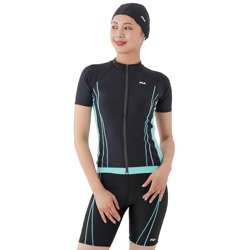 FILA Women's Tankini Zip Swimsuit with Sleeves + Cap 3120656GMT19L