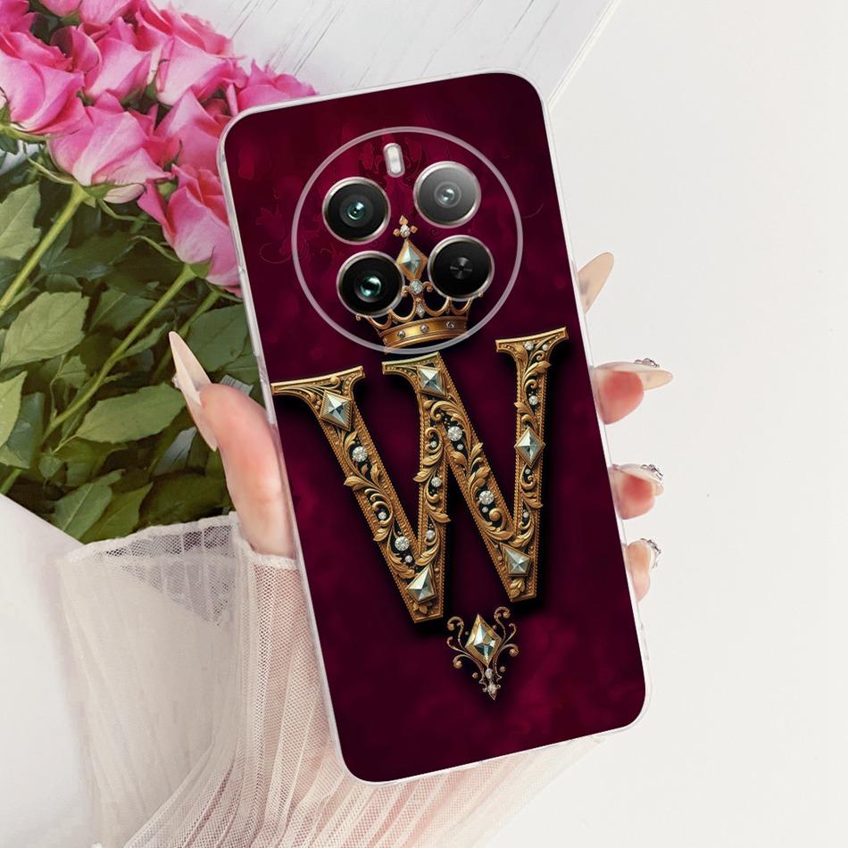 Для Realme 12+ 12X 12 5G Чехол для телефона с королевской короной и инициалами для пары Для Realme12 5G 12Plus 12X Мягкий силиконовый TPU Чехол-бампер